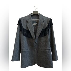 Vintage  80s Adolfo Fringe Wool Blazer Western Statement Jacket Sz 10